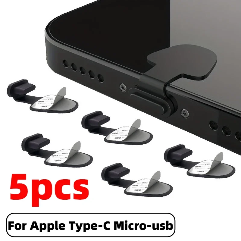 5PCS Charging Port Dust Plug for IPhone USB Type-C Silicone Dustplugs Cover
