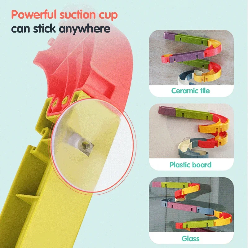 Assembling Track Ball Slide Baby Suction Cup Kids DIY Bath Toy Bathroom Bathtub Pool Shower Toy Set Water Games Children's Toys thumbnail 5