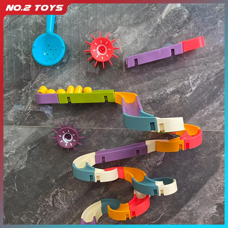 Assembling Track Ball Slide Baby Suction Cup Kids DIY Bath Toy Bathroom Bathtub Pool Shower Toy Set Water Games Children's Toys thumbnail 2