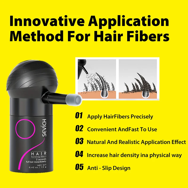 10 Color Hair Regrowth Powder Keratin Applicator Hair Building Fiber Powder Spray Pump Hair Thickening Powder Hair Styling 12g thumbnail 4