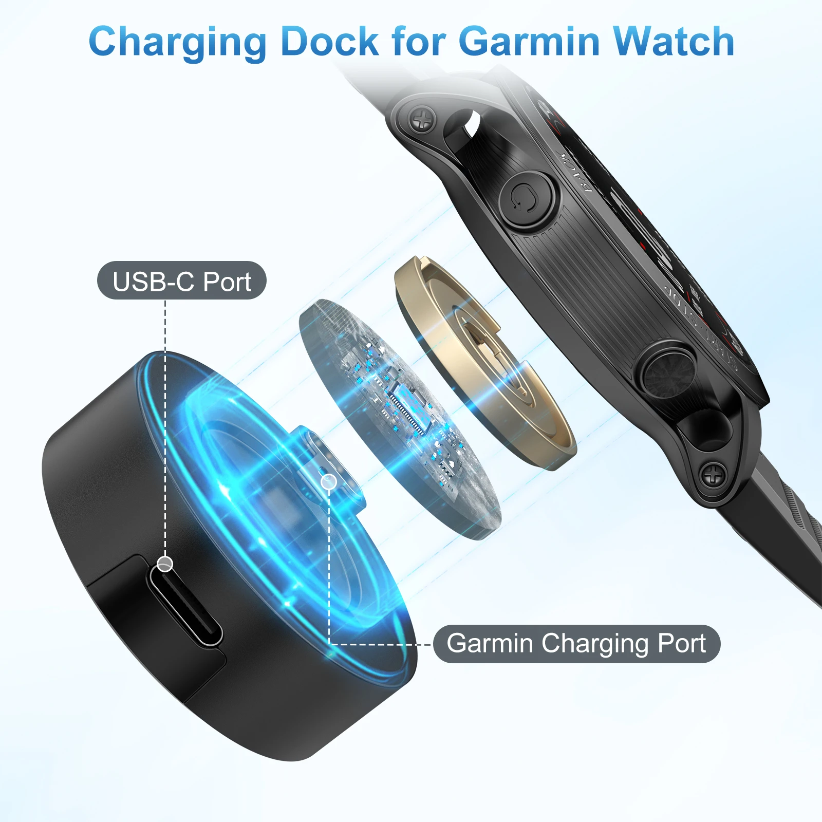 Type C Plug Charger Dock For Garmin Fenix 7 7X S 6 5X 5S Vivoactive 3 4 S Forerunner 945 935 245 Venu 2 2S Sq Charger No Cable thumbnail 5