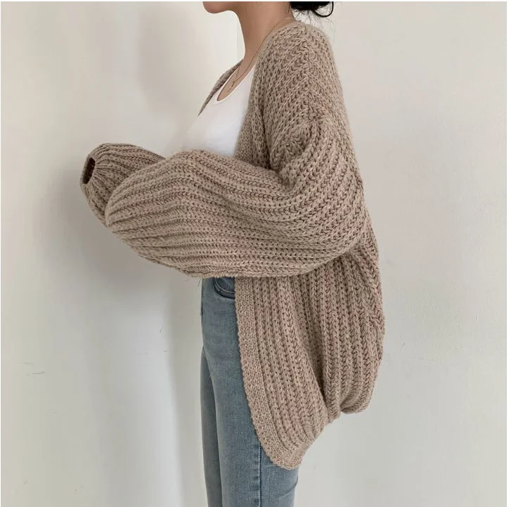 Vintage Harajuku Lantern Sleeve Women Cardigan Sweater Casual Korean Fall Streetwear Tops Coat Chic Lazy Wind Y2k Sweater thumbnail 2