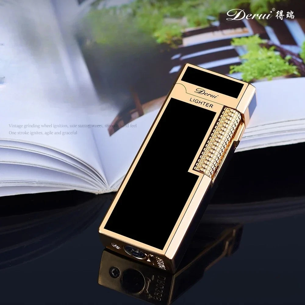 DERUI New Narrow Version Gas Lighter, Dual Flame Switching, Exquisite and Compact, Metal, Grinding Wheel, Gift for Men and Women thumbnail 2