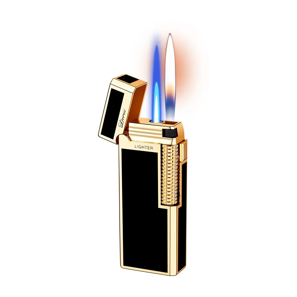 DERUI New Narrow Version Gas Lighter, Dual Flame Switching, Exquisite and Compact, Metal, Grinding Wheel, Gift for Men and Women thumbnail 4