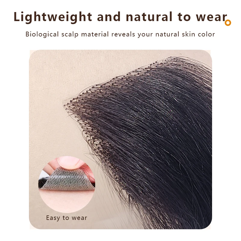 Men's Forehead Patch Hairpiece Sideburns Toupee 100% Human Hair  Invisible Seamless Ultra Thin Skin PU Hairline Sideburn Patch thumbnail 2