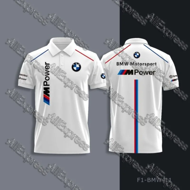 BMW Motorsport Motorcycle Ride T-shirt Racing Team Summer Quick Drying Breathable Polo Shirt Lapel Buttons for Auto Motorrad thumbnail 3