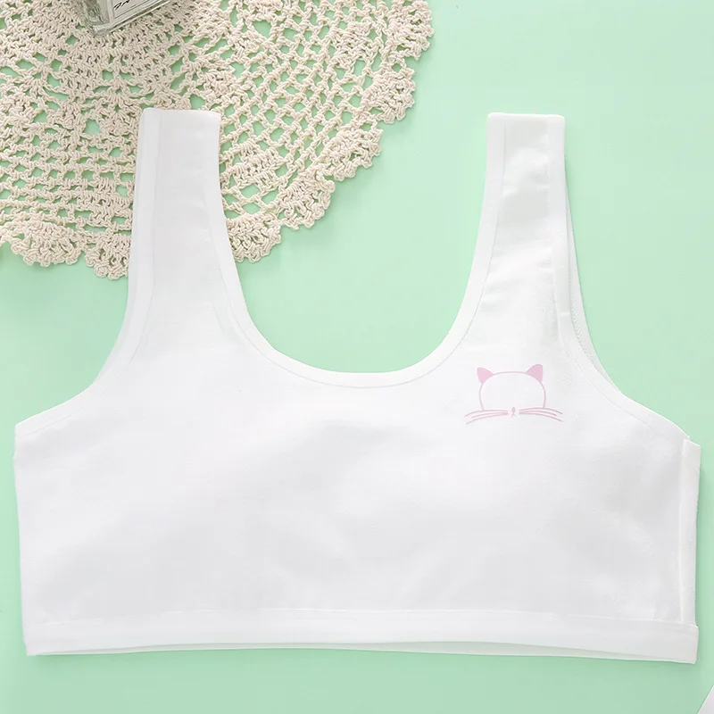 Girls' Underwear Small Vest Developmental Period Big Children's Bra Cartoon and Simple Children's Cotton Bra for Little Girls thumbnail 3