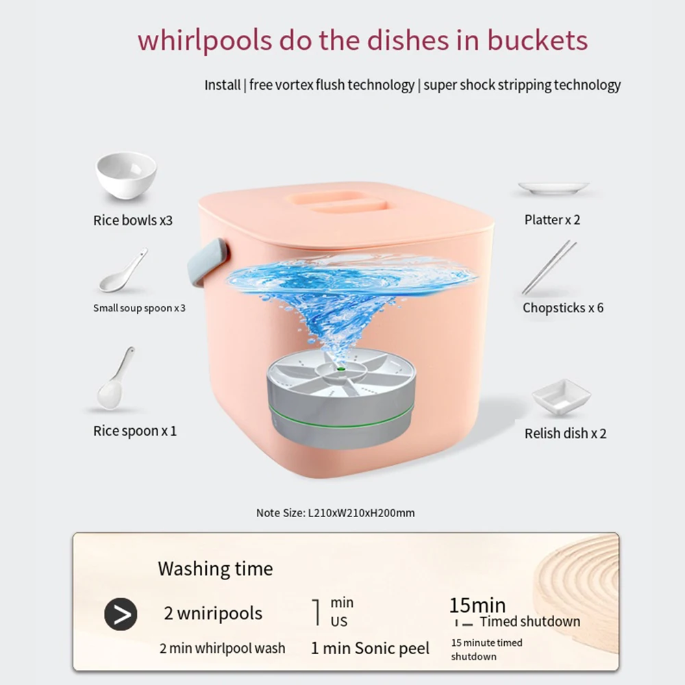 Kitchen Wireless Mini Dishwashers USB Ultrasonic Sink Fruit Vegetable Dish Washer Electric Portable Washing Machines 식기세척기 thumbnail 3