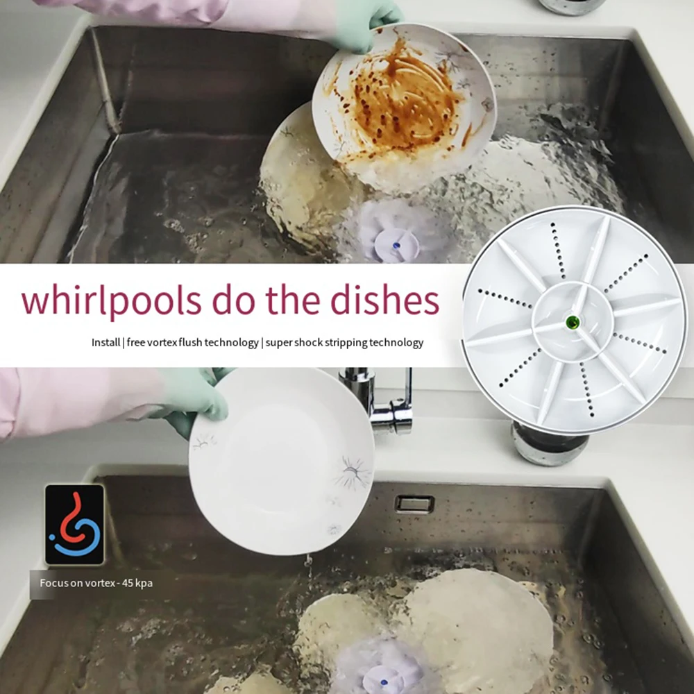 Kitchen Wireless Mini Dishwashers USB Ultrasonic Sink Fruit Vegetable Dish Washer Electric Portable Washing Machines 식기세척기 thumbnail 6