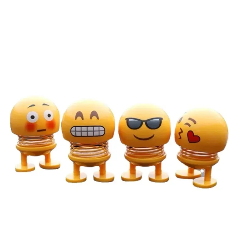 1pcs Springs Smiling Face Various Funny Expression Dolls With Car Interesting Shake Yellow Funny Interior Decoration Accessories thumbnail 2