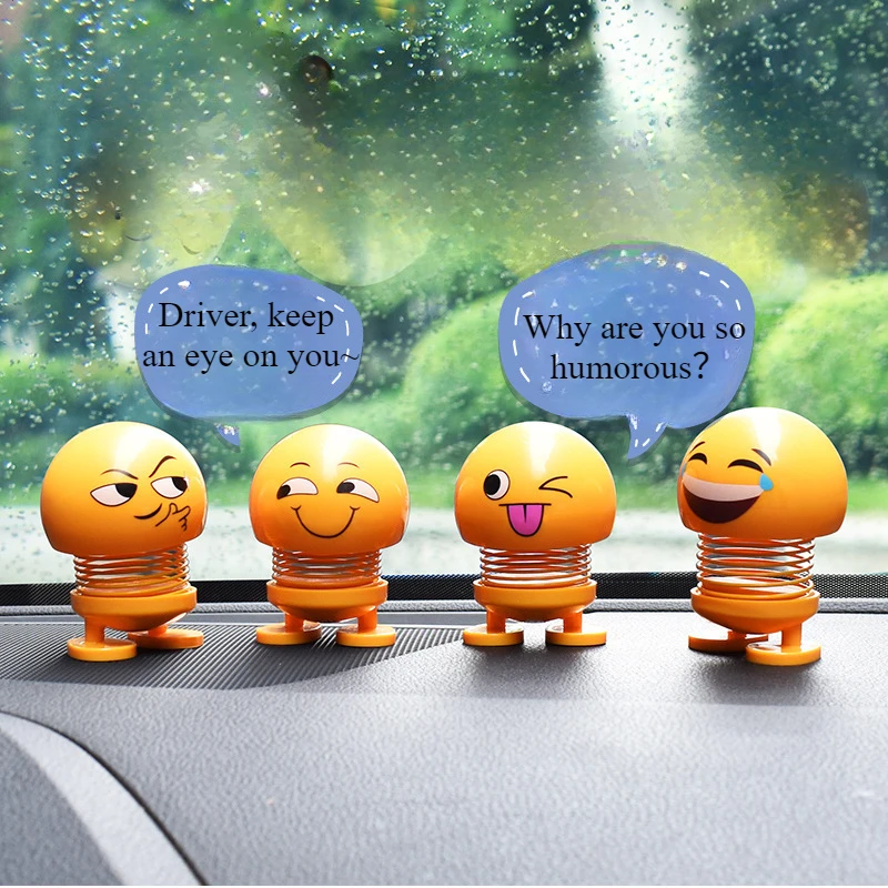 1pcs Springs Smiling Face Various Funny Expression Dolls With Car Interesting Shake Yellow Funny Interior Decoration Accessories thumbnail 4