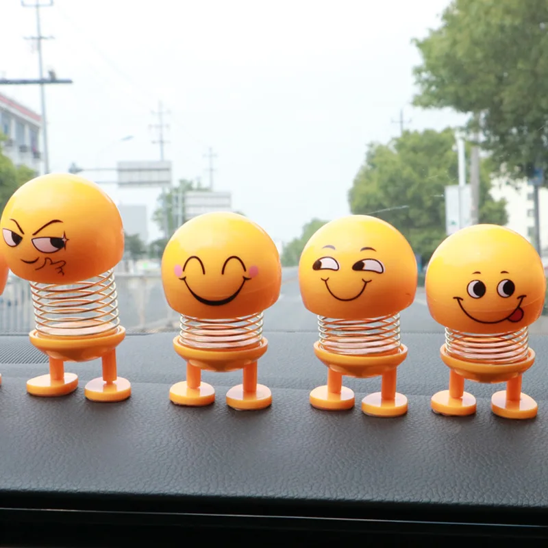 1pcs Springs Smiling Face Various Funny Expression Dolls With Car Interesting Shake Yellow Funny Interior Decoration Accessories thumbnail 6