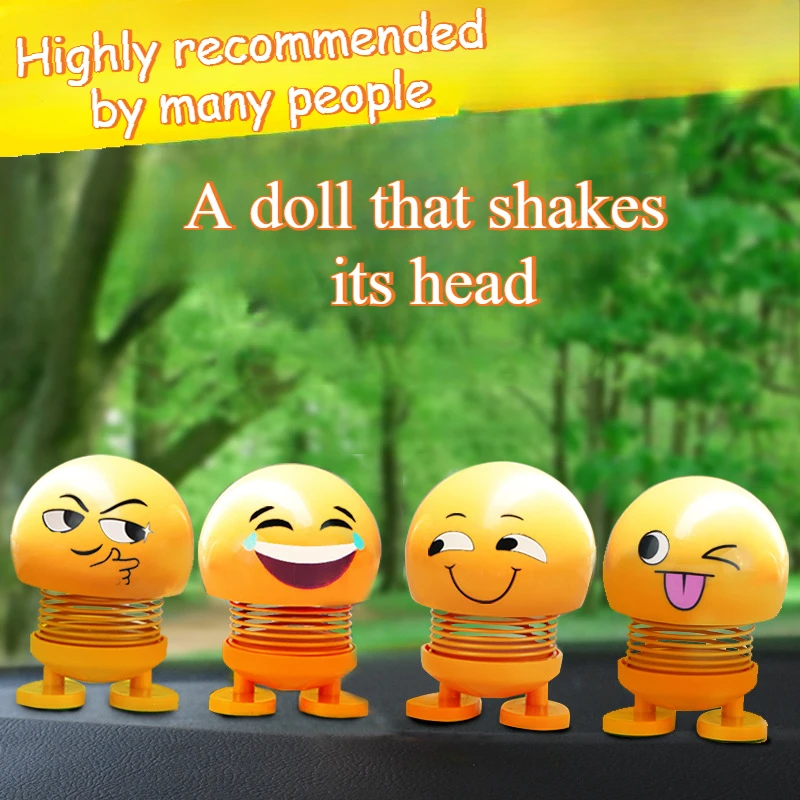 1pcs Springs Smiling Face Various Funny Expression Dolls With Car Interesting Shake Yellow Funny Interior Decoration Accessories thumbnail 5