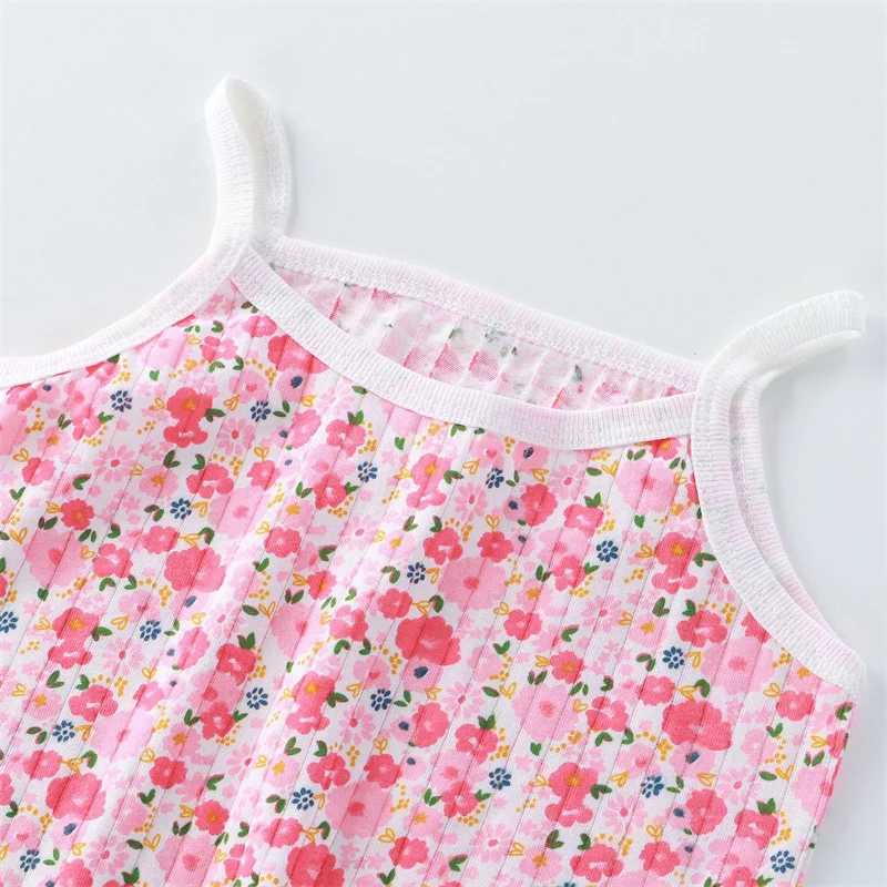 2025 New Kids Tops+shorts Set Summer Thin Baby Cotton Vest Sleeveless Loungewear Set for Girls Suit thumbnail 5