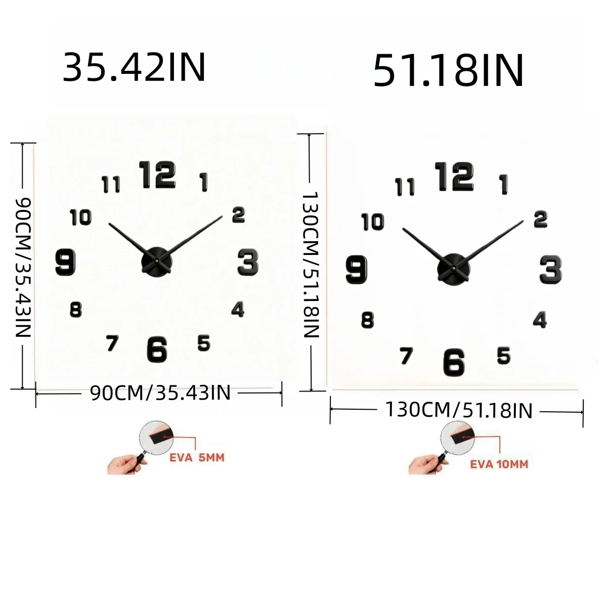 Large 3D Wall Clock Luminous Classic Wall Clocks DIY Digital Clock Wall Watches Stickers Silent Clock for Home Living Room Table thumbnail 5