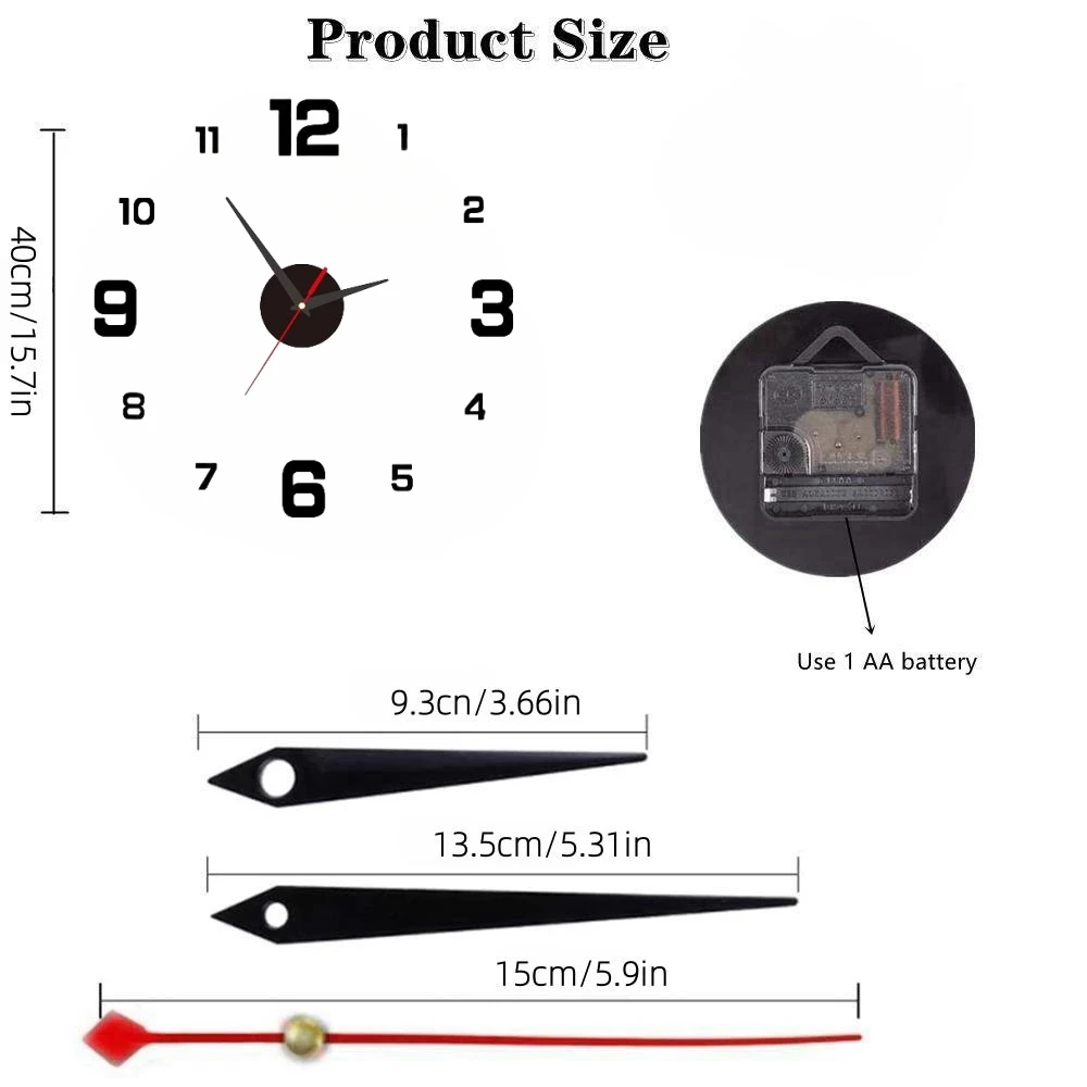 Large 3D Wall Clock Luminous Classic Wall Clocks DIY Digital Clock Wall Watches Stickers Silent Clock for Home Living Room Table thumbnail 6