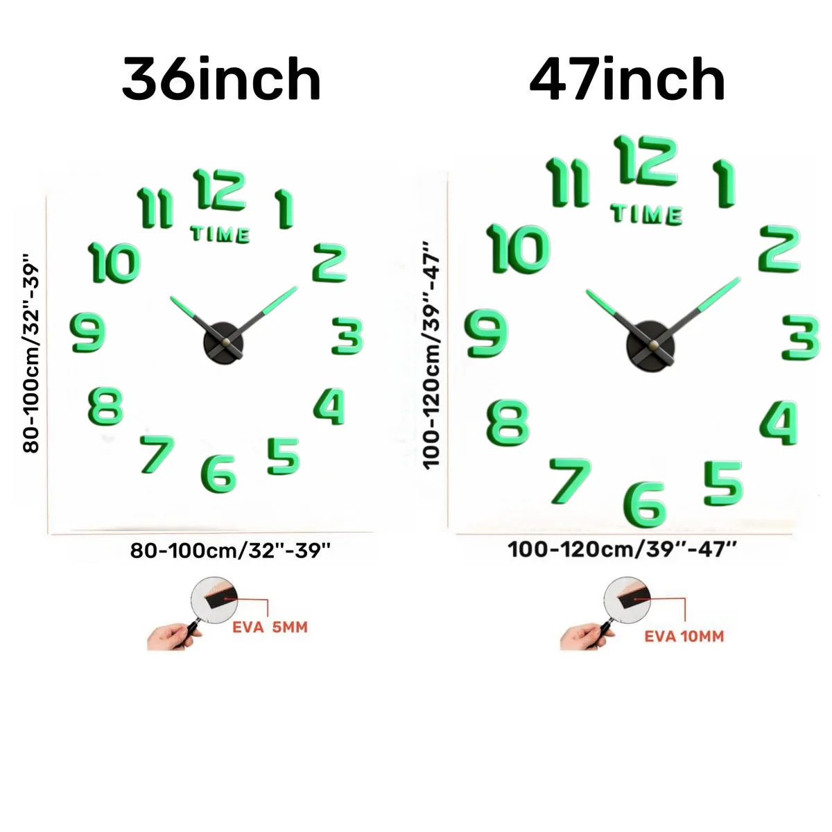 Large 3D Wall Clock Luminous Classic Wall Clocks DIY Digital Clock Wall Watches Stickers Silent Clock for Home Living Room Table thumbnail 5
