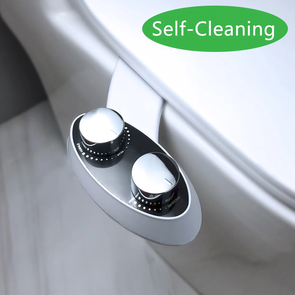 Self Cleaning Bidet Toilet Seat Attachment Bidet Sprayer Cleaner Shattaf Butt Wash Dual Nozzle Bidet thumbnail 2