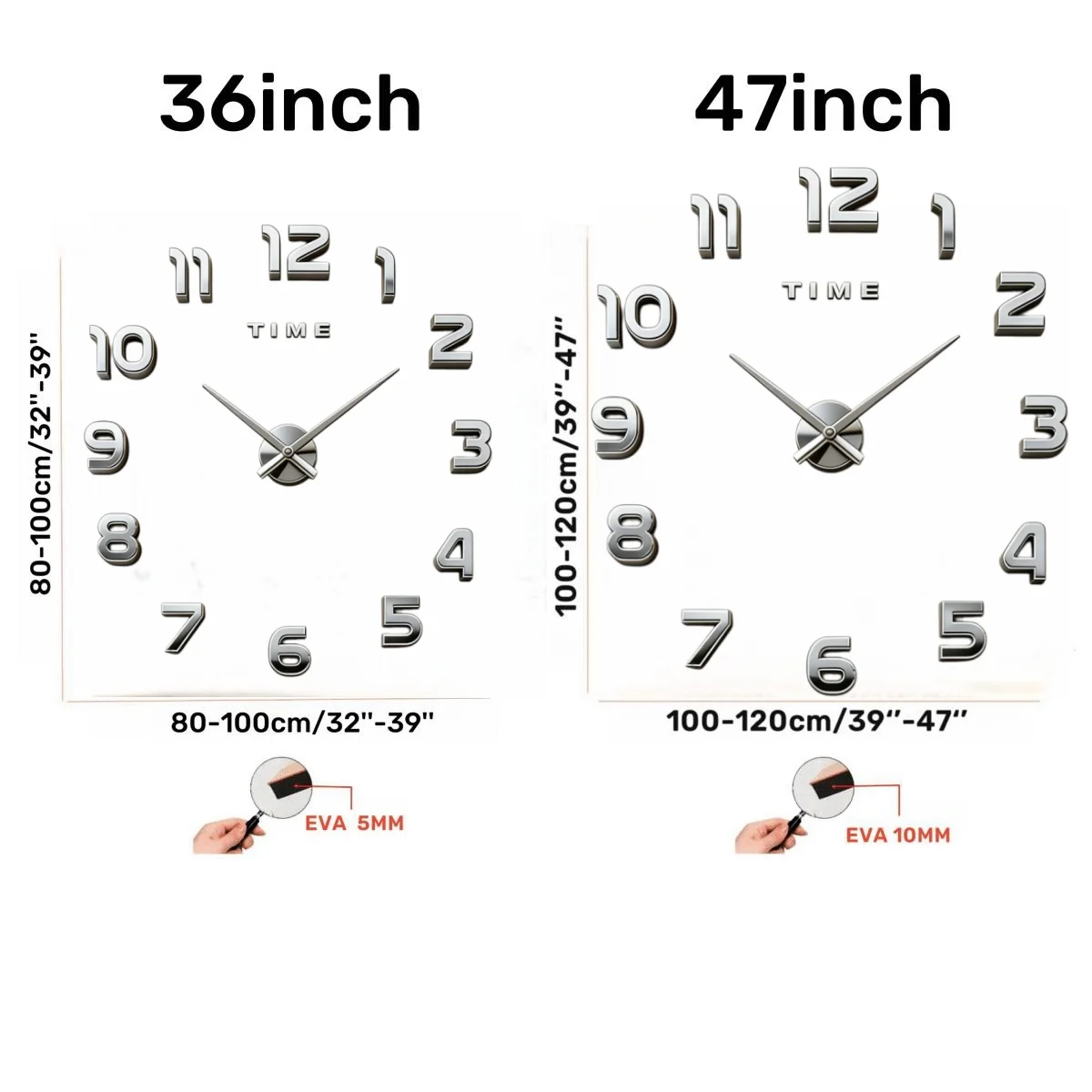 Large 3D Wall Clock Luminous Classic Wall Clocks DIY Digital Clock Wall Watches Stickers Silent Clock for Home Living Room Table thumbnail 5