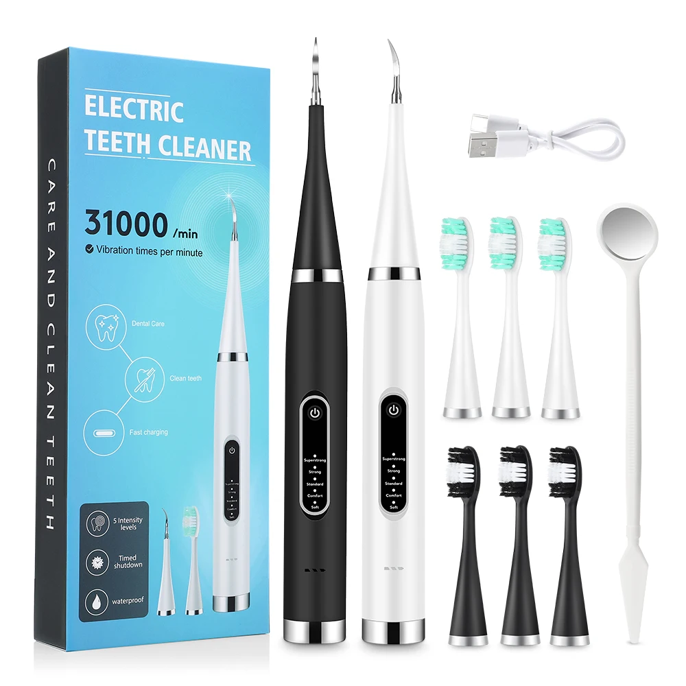 Portable Electric Sonic Dental Scaler Tooth Cleaner Reduce Calculus Stains Tartar Dentist Teeth Whitening Oral Care Kit Tools thumbnail 2