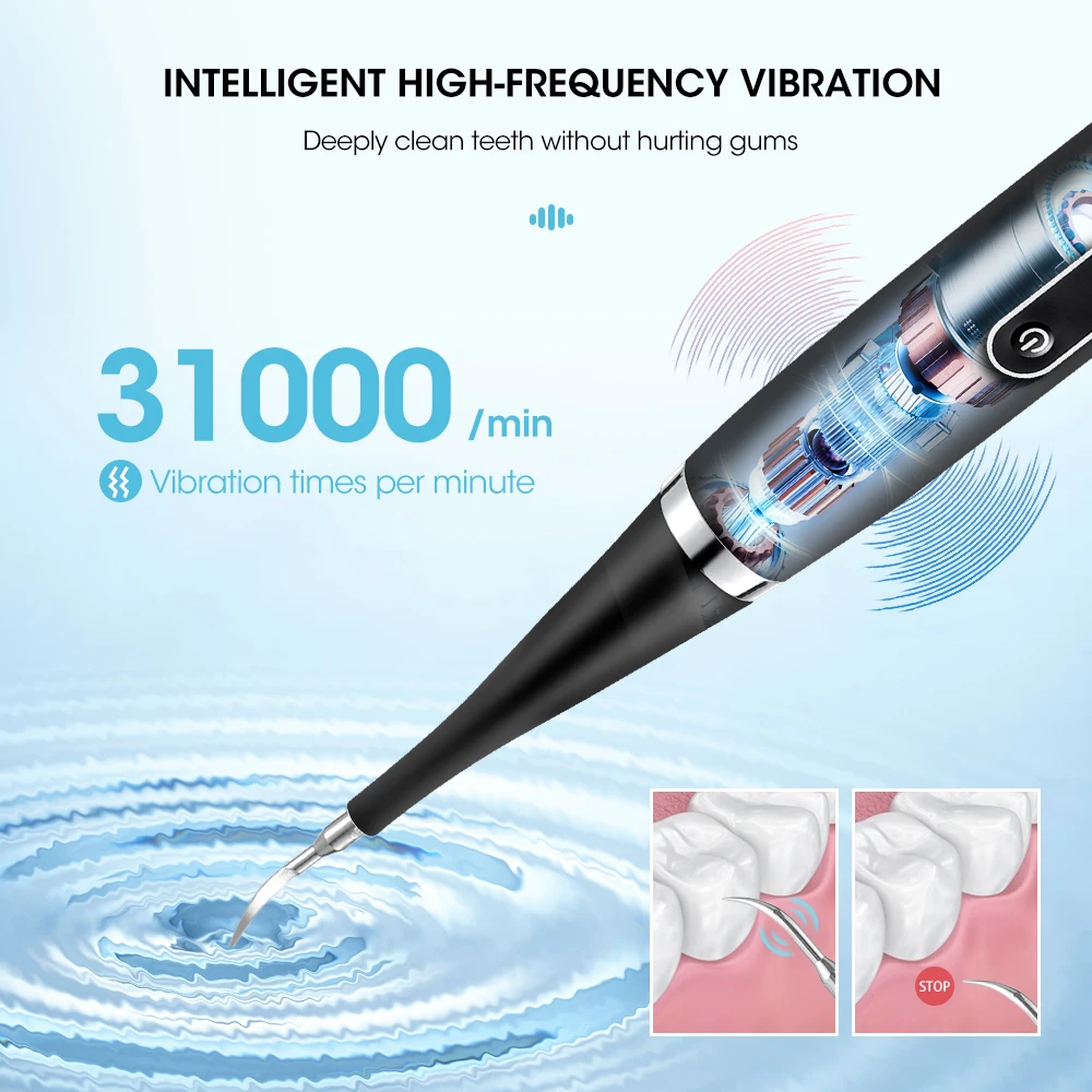 Portable Electric Sonic Dental Scaler Tooth Cleaner Reduce Calculus Stains Tartar Dentist Teeth Whitening Oral Care Kit Tools thumbnail 3
