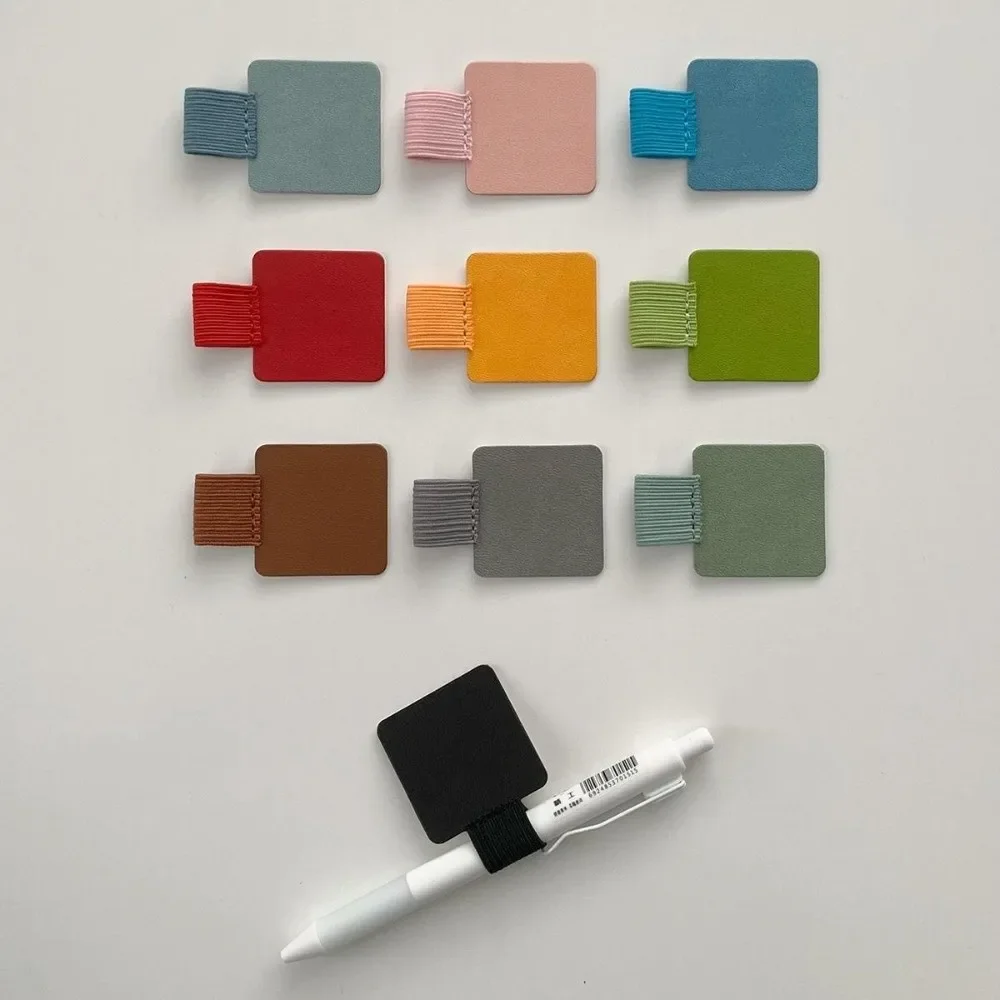 Portable PU Leather Pen Loop Holder Anti-fall Elastic Hook Pencil Holder Anti-lost Pen Rings Office Stationery thumbnail 5