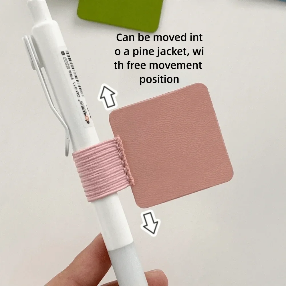 Portable PU Leather Pen Loop Holder Anti-fall Elastic Hook Pencil Holder Anti-lost Pen Rings Office Stationery thumbnail 4