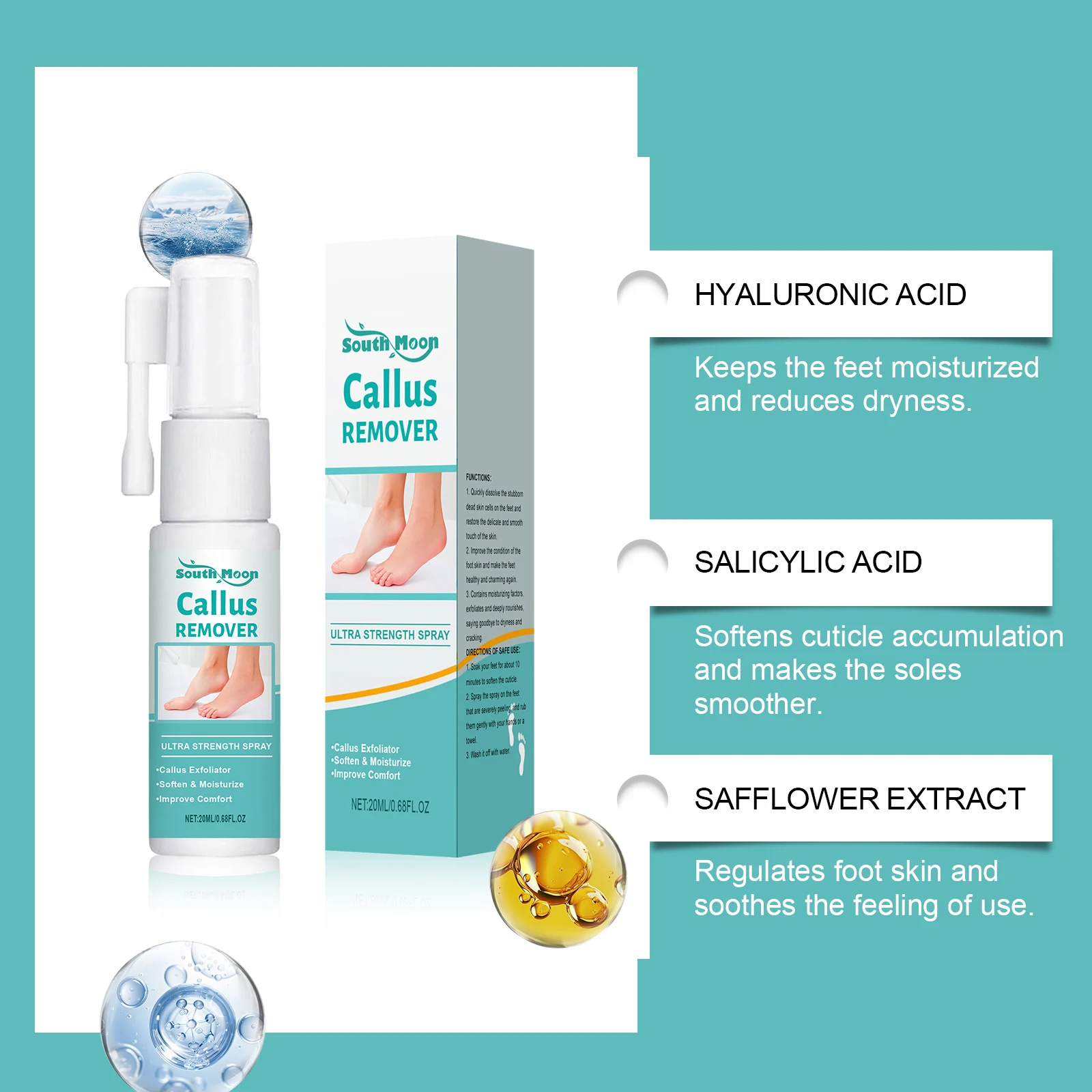 Foot Peeling Spray Instantly Remove Dead Skin Calluses Moisturizing Nourishing Dry Cracked Rough Heels Exfoliating Foot Serum thumbnail 4