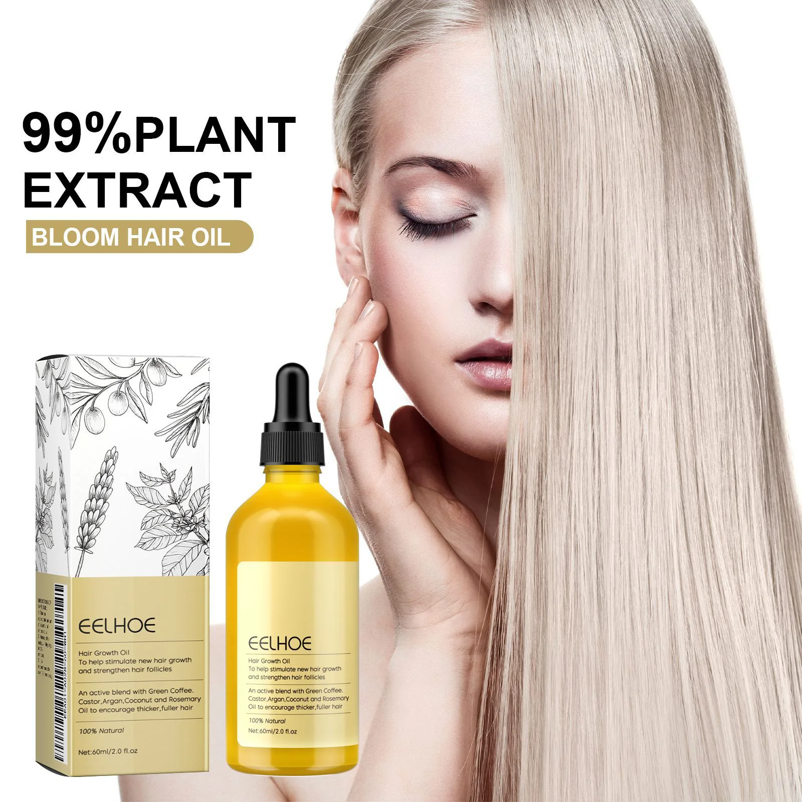 1/2/3pcs Natural Hair Growth Oil Rosemary Anti Hair Loss Regrowth Moisturizing Repair Anti Baldness Fast Hair Growth Serum Oil thumbnail 2