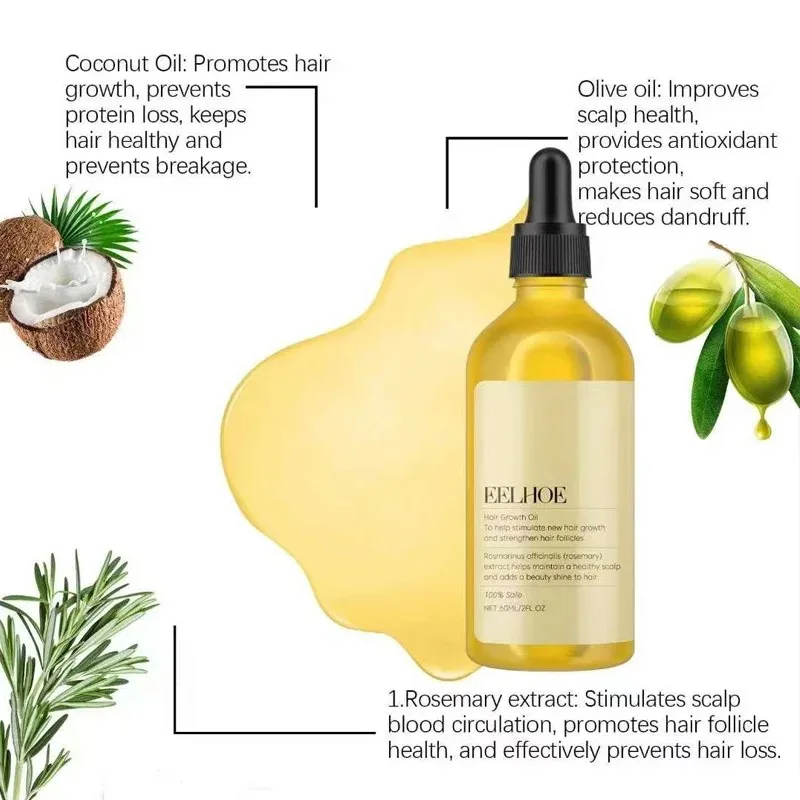 1/2/3pcs Natural Hair Growth Oil Rosemary Anti Hair Loss Regrowth Moisturizing Repair Anti Baldness Fast Hair Growth Serum Oil thumbnail 4