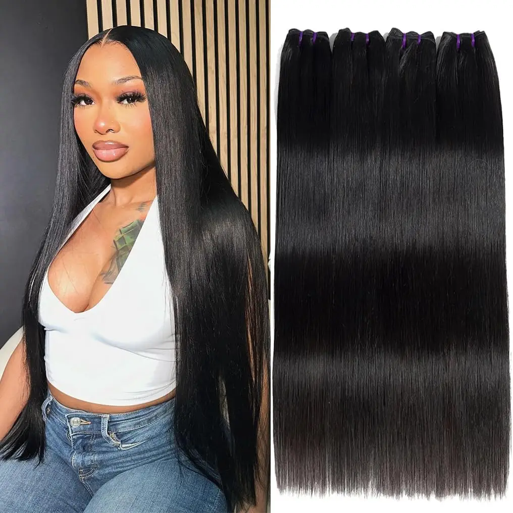 15A Double Drawn Virgin Bundles Human Hair Raw Vietnamese Hair Bundles Human Hair Straight Bundles Unprocessed Hair Extensions thumbnail 5