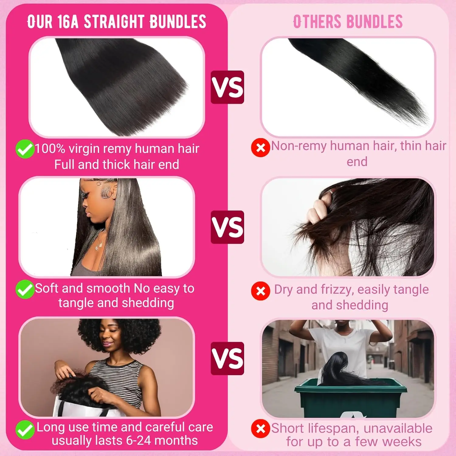 15A Double Drawn Virgin Bundles Human Hair Raw Vietnamese Hair Bundles Human Hair Straight Bundles Unprocessed Hair Extensions thumbnail 3