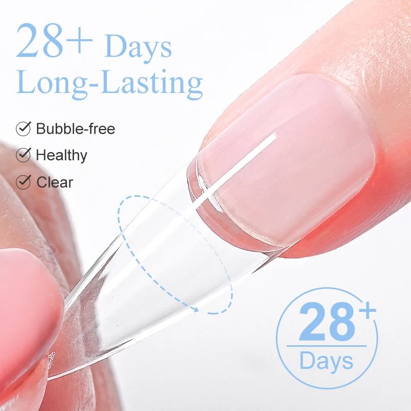 MSRUIOO 10ml Clear Solid Nail Tips Gel Long Lasting Bubble-free UV/LED Building Gel for Nails Home Salon Manicure DIY Design thumbnail 2