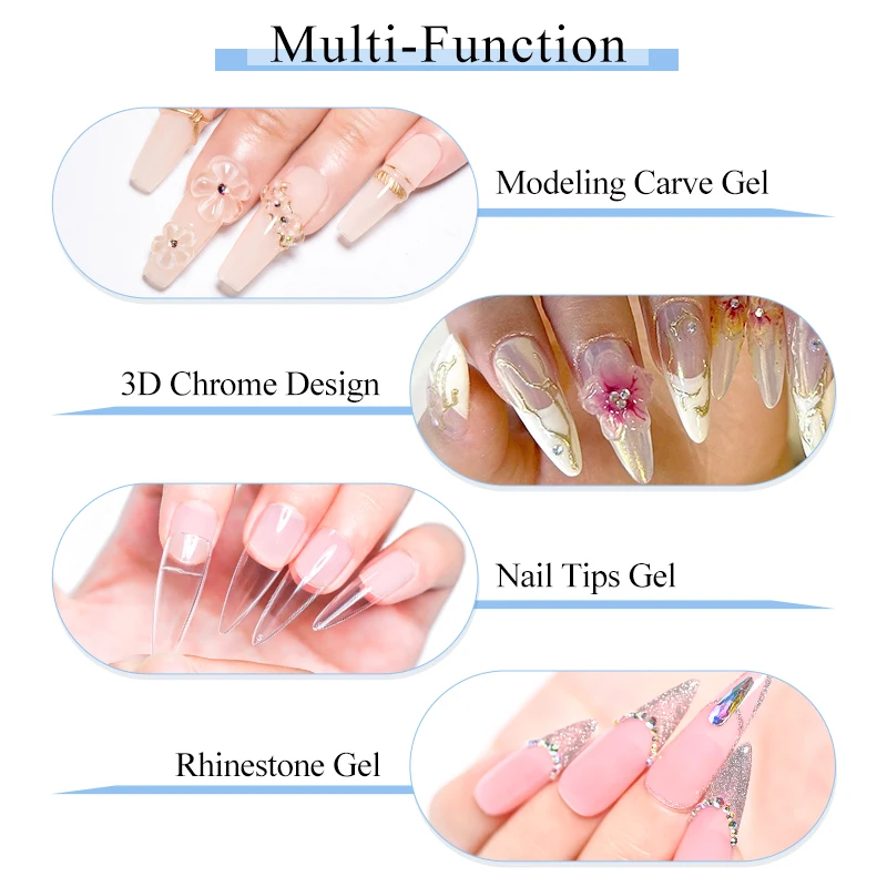 MSRUIOO 10ml Clear Solid Nail Tips Gel Long Lasting Bubble-free UV/LED Building Gel for Nails Home Salon Manicure DIY Design thumbnail 4