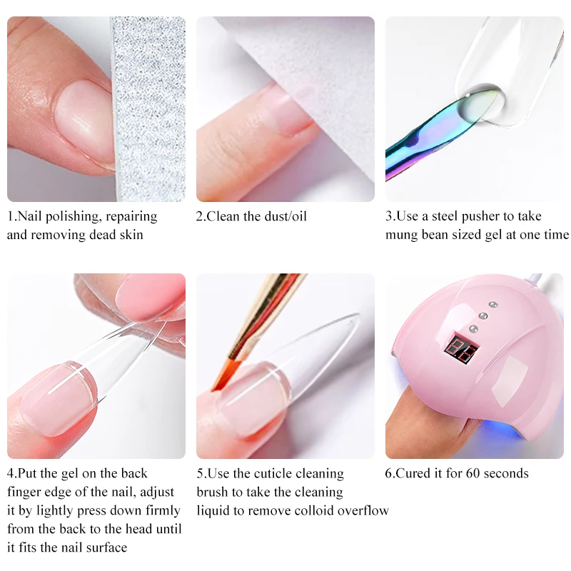 MSRUIOO 10ml Clear Solid Nail Tips Gel Long Lasting Bubble-free UV/LED Building Gel for Nails Home Salon Manicure DIY Design thumbnail 5