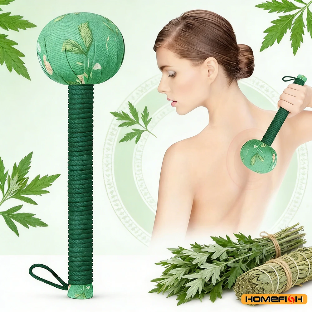 Long-Handled Wormwood Massage Hammer for Lymphatic Drainage, Manual Full Body & Back Massage Tool, Nylon Material thumbnail 6