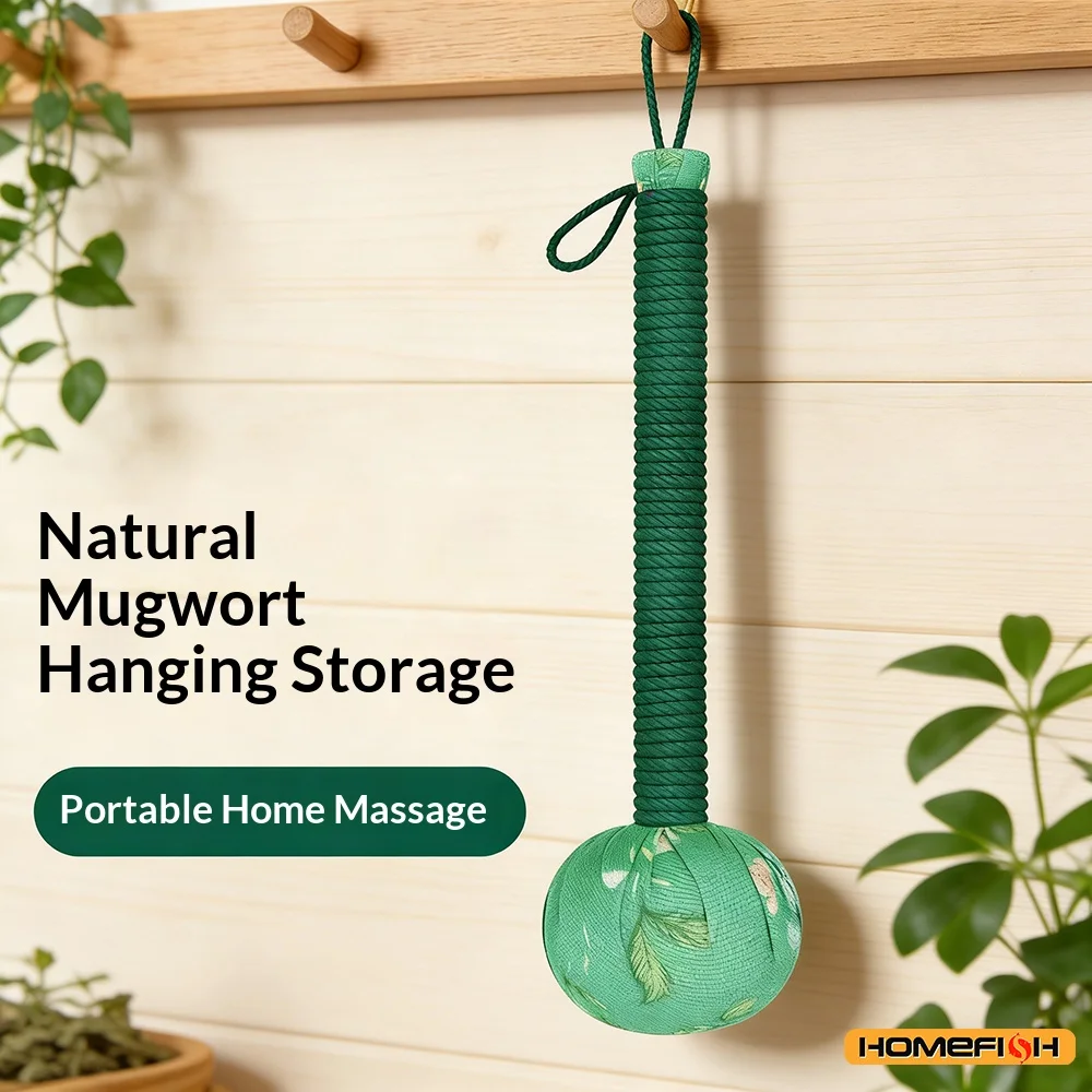 Long-Handled Wormwood Massage Hammer for Lymphatic Drainage, Manual Full Body & Back Massage Tool, Nylon Material thumbnail 2