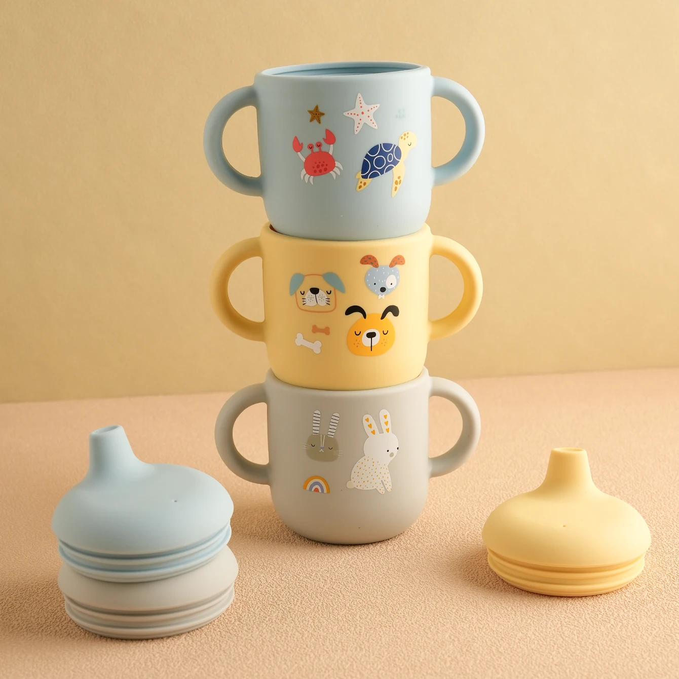 1PCS Cartoon Silicone Baby Feeding Cup BPA Free Leak Proof Training Cup With Handle Travel Friendly Dishwasher Safe Baby Stuff thumbnail 3