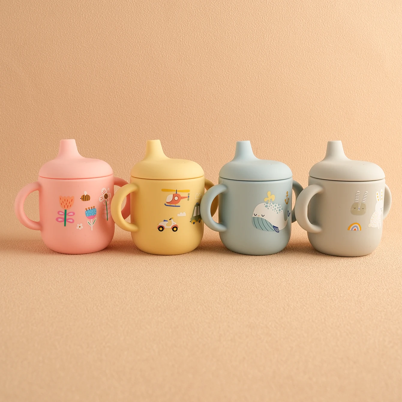 1PCS Cartoon Silicone Baby Feeding Cup BPA Free Leak Proof Training Cup With Handle Travel Friendly Dishwasher Safe Baby Stuff thumbnail 2