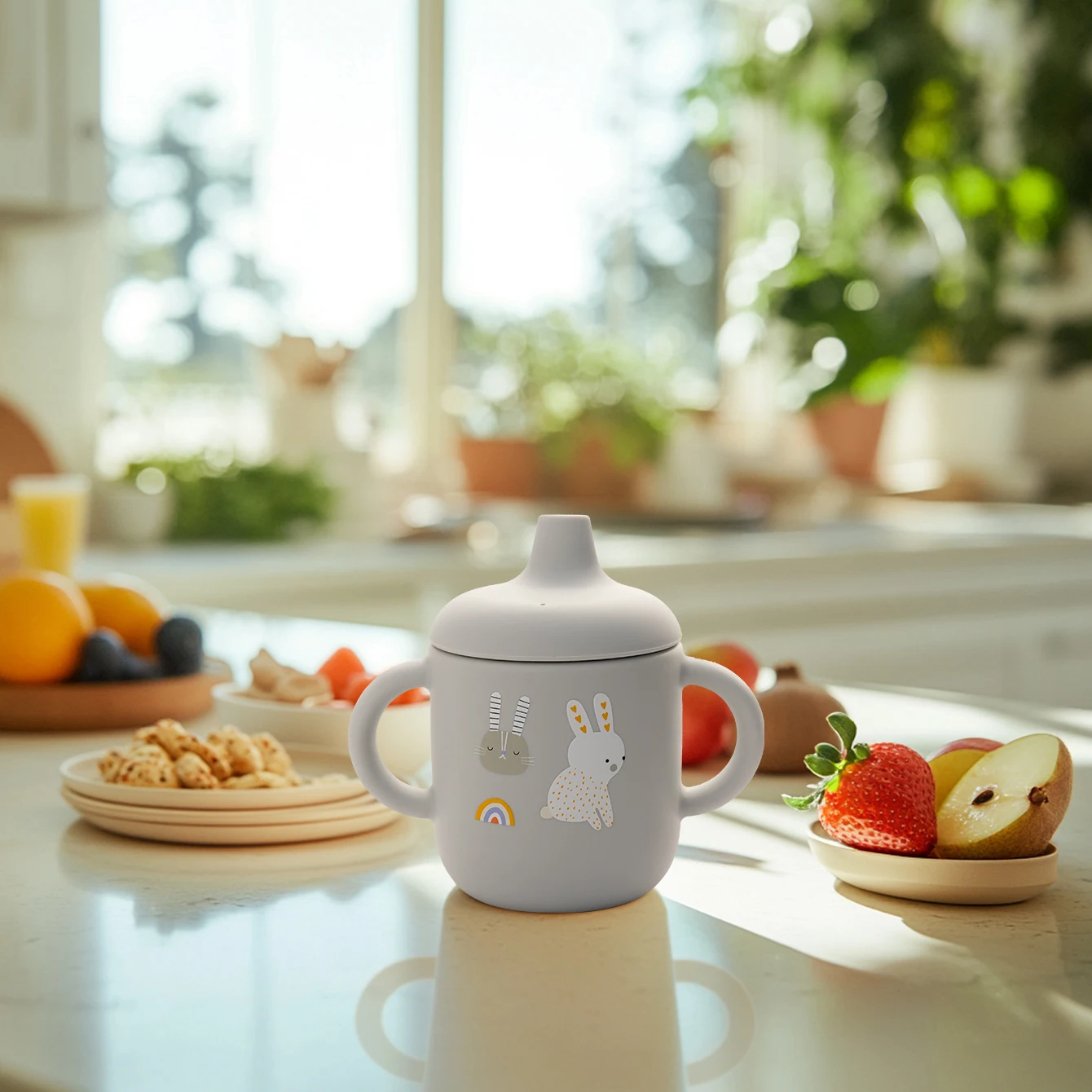 1PCS Cartoon Silicone Baby Feeding Cup BPA Free Leak Proof Training Cup With Handle Travel Friendly Dishwasher Safe Baby Stuff thumbnail 6