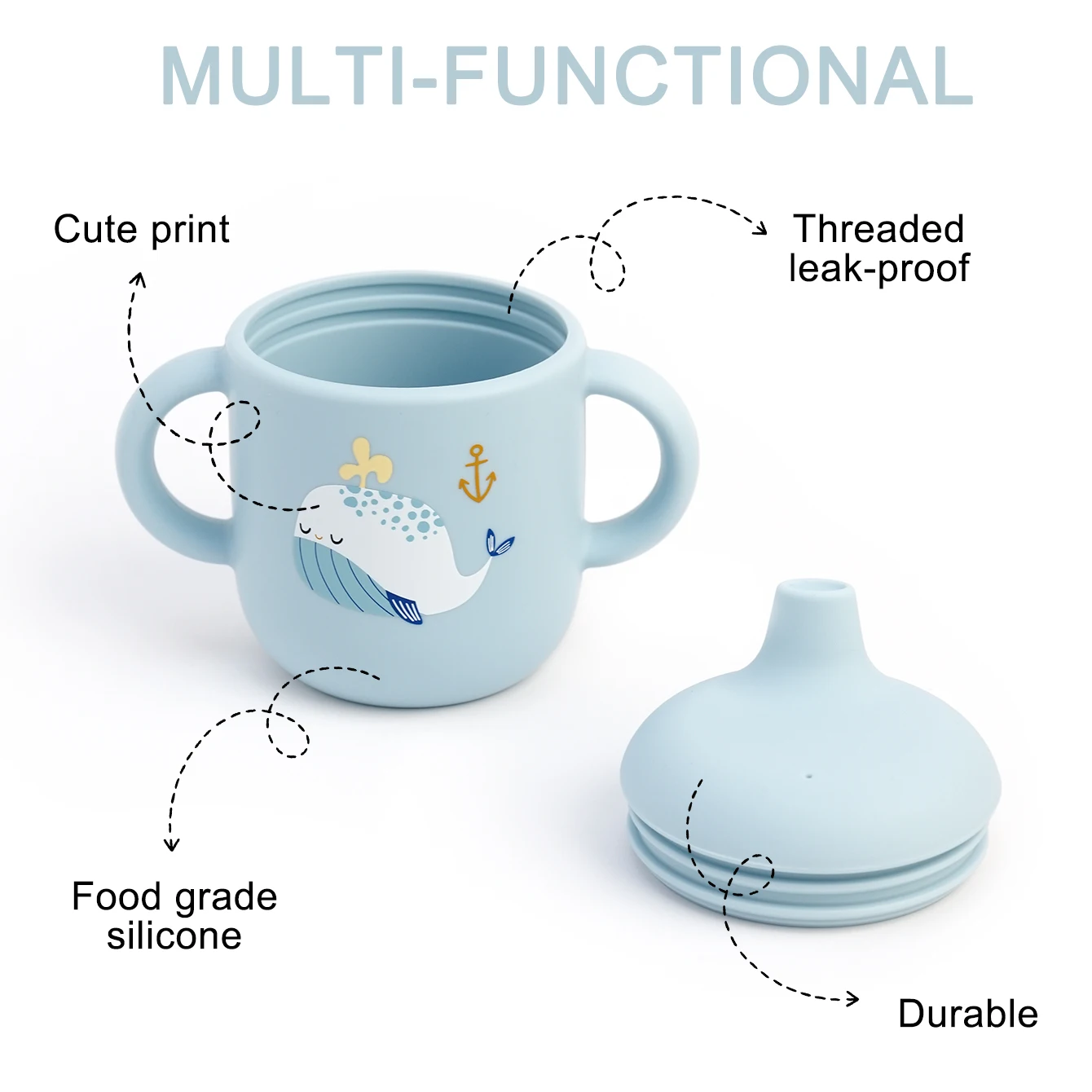 1PCS Cartoon Silicone Baby Feeding Cup BPA Free Leak Proof Training Cup With Handle Travel Friendly Dishwasher Safe Baby Stuff thumbnail 5