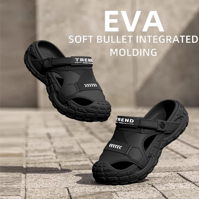 EVA sandals for men in summer, thick soft soled for outdoor wear, beach shoes for casual sports, and perforated shoes thumbnail 2