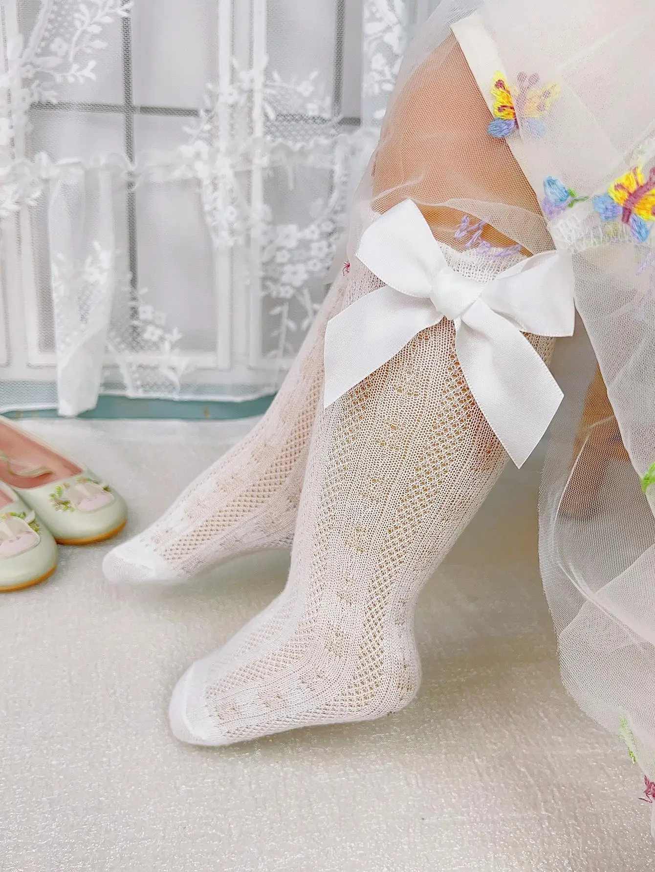 4pairs Baby Girl Bow Decor Anti-Mosquio Socks thumbnail 6