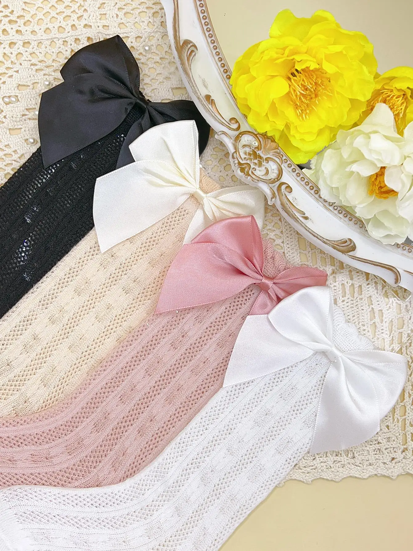 4pairs Baby Girl Bow Decor Anti-Mosquio Socks thumbnail 4
