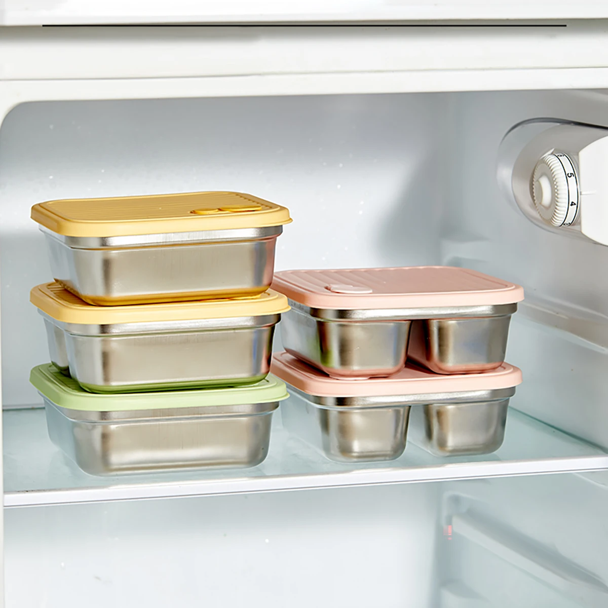 WORTHBUY 304 Stainless Steel Lunch Box With Lid Portable Fruit Salad Food Container Stackable Leak Proof Bento Box For Student thumbnail 4