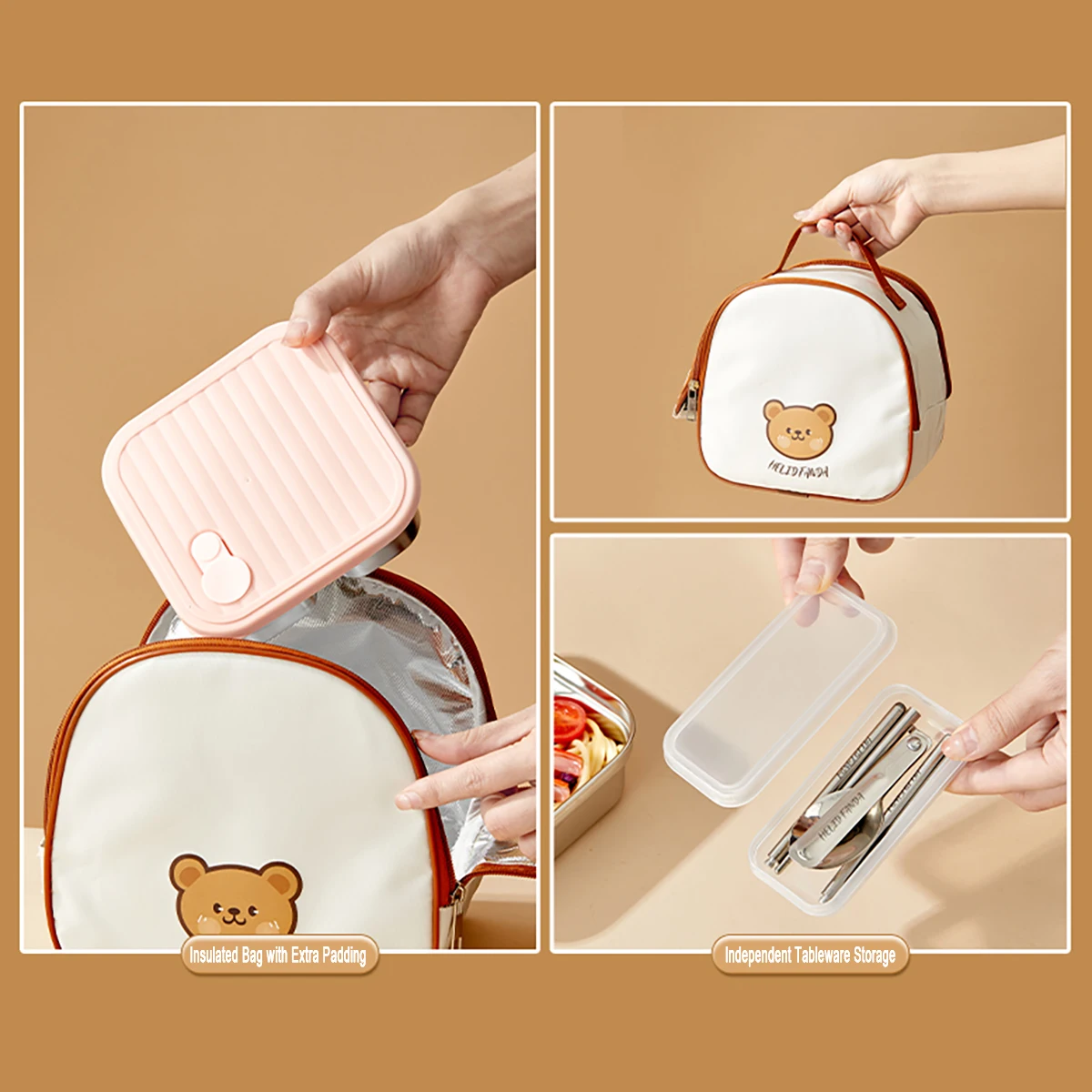 WORTHBUY 304 Stainless Steel Lunch Box With Lid Portable Fruit Salad Food Container Stackable Leak Proof Bento Box For Student thumbnail 6