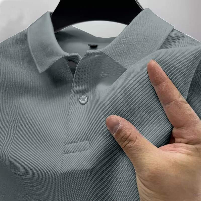 2025 Hot Sale Men's Summer Casual Breathable Comfortable Polo Shirt Men's Solid Color High Quality Short Sleeve T-Shirt ﻿ thumbnail 4