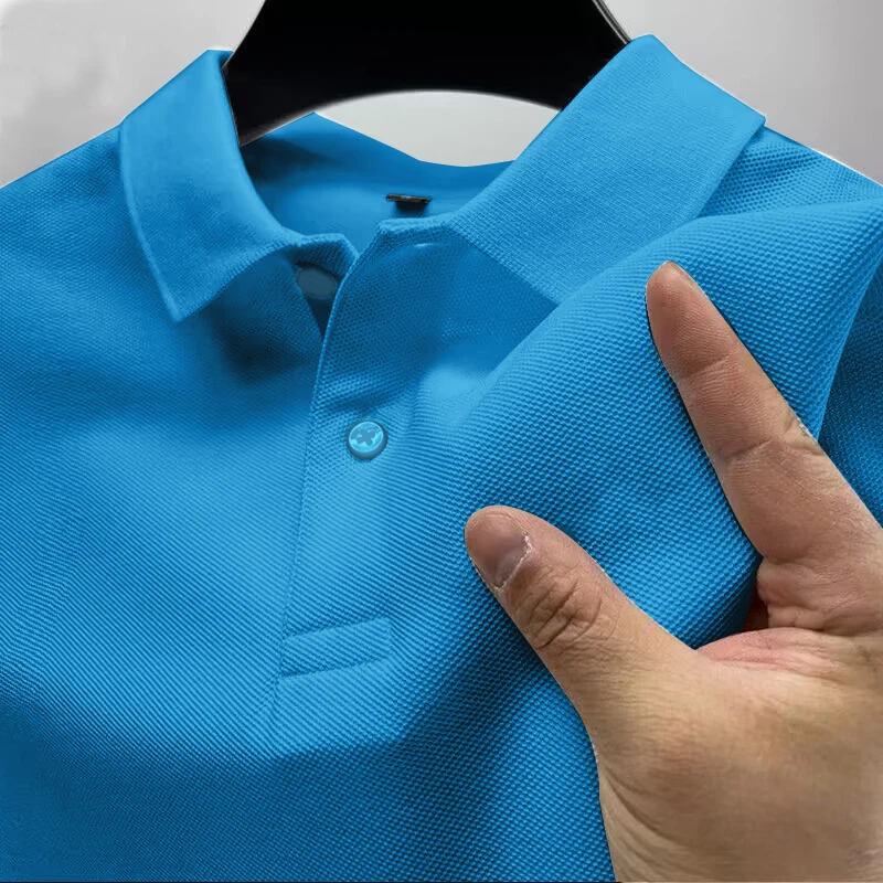 2025 Hot Sale Men's Summer Casual Breathable Comfortable Polo Shirt Men's Solid Color High Quality Short Sleeve T-Shirt ﻿ thumbnail 6