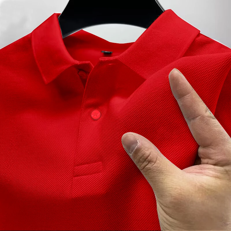 2025 Hot Sale Men's Summer Casual Breathable Comfortable Polo Shirt Men's Solid Color High Quality Short Sleeve T-Shirt ﻿ thumbnail 3