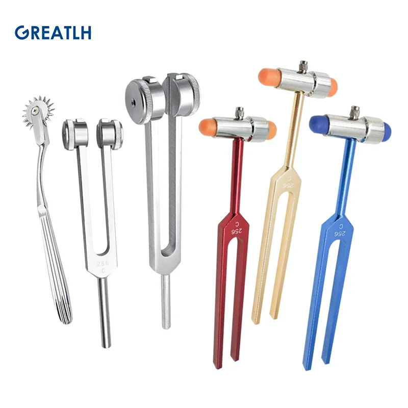 GREATLH 128C 256C Tuning Fork with Hammer Percussion Hammer Medical Neurological Reflex Hammer Stainless Steel thumbnail 2